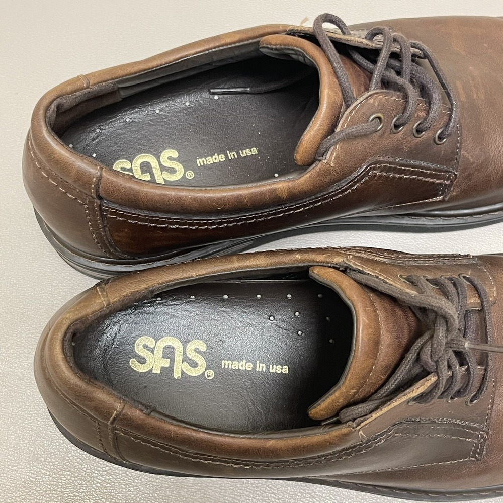SAS Aden Oxford Men Size 9.5 M Brown Leather Casual Comfort Shoes Lace Up - Picture 4 of 13